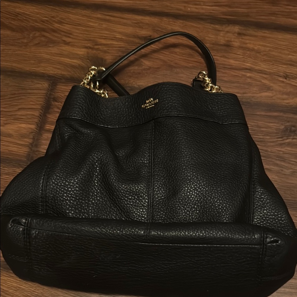 Coach Black Shoulder Bag with Gold Hardware